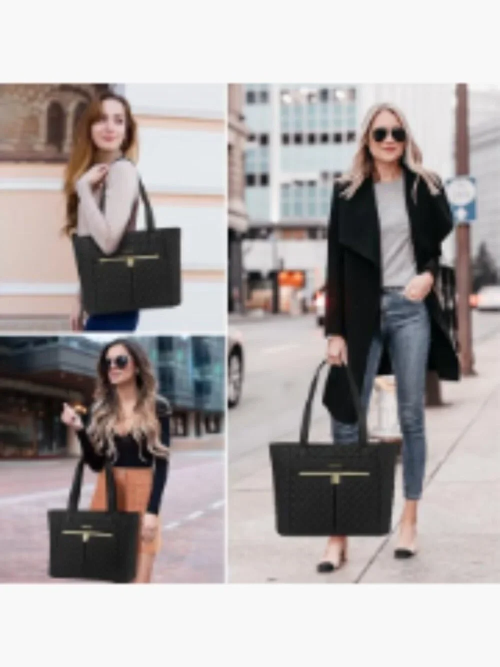 Quilted Laptop Tote Bag for Women 15.6 inch Work Briefcase Travel Shoulder Bag